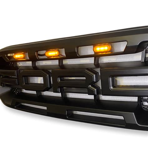 Ford Ranger Black Raptor Style Front Grill 2019-2023 With Ambar LED li ...