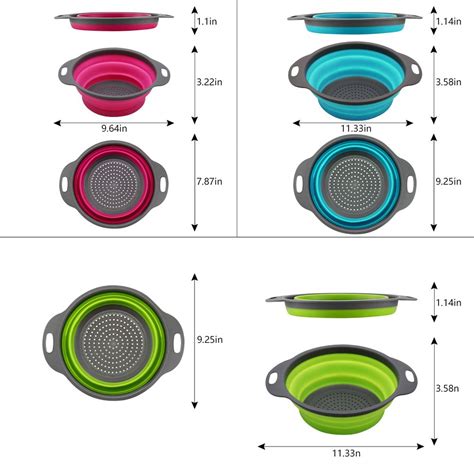 PHILWIN Set of 3 Collapsible Kitchen Colander/Strainer, Two Pieces-4 ...