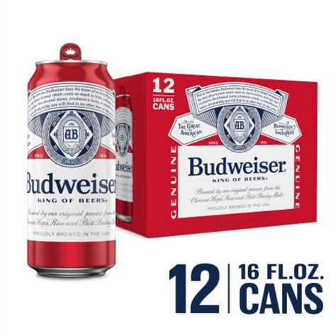 Budweiser Lager Domestic American Lager Beer, 12 can / 16 fl. oz - Fry ...