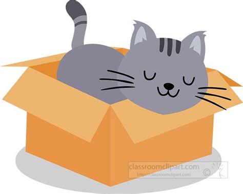 Cat Clipart-cartoon cute cat sleeping in a box