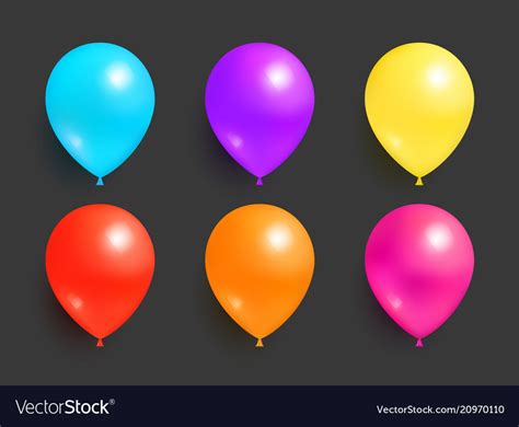 Inflatable flying balloons blue purple yellow red Vector Image