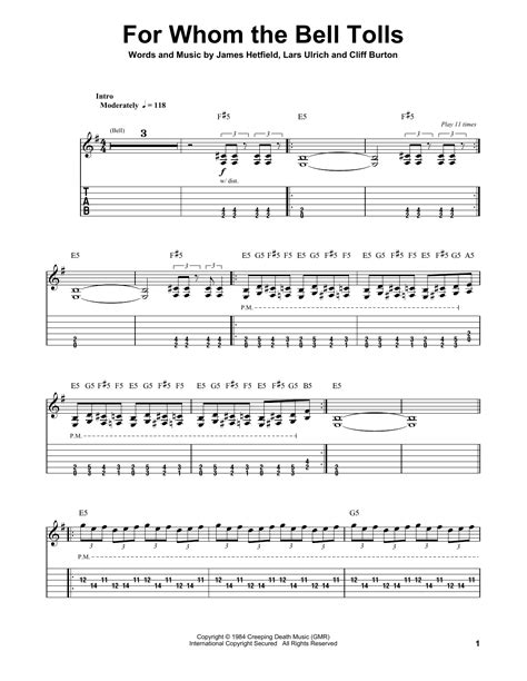 For Whom The Bell Tolls by Metallica - Guitar Tab Play-Along - Guitar Instructor