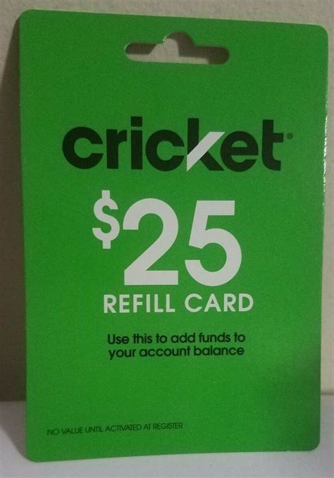 Phone and Data Cards 43308: Cricket Wireless - $25 Value - Refill Card - Add Funds To Your ...