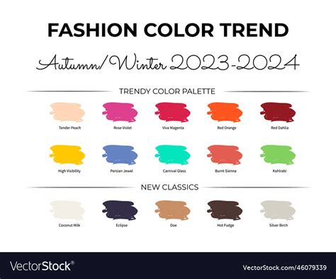 Fashion color trend autumn - winter 2023 - 2024 Vector Image