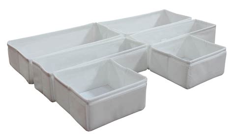 Mainstays White Fabric Drawer Organizer Set, 6 Total Bins, 3 Sizes - Walmart.com