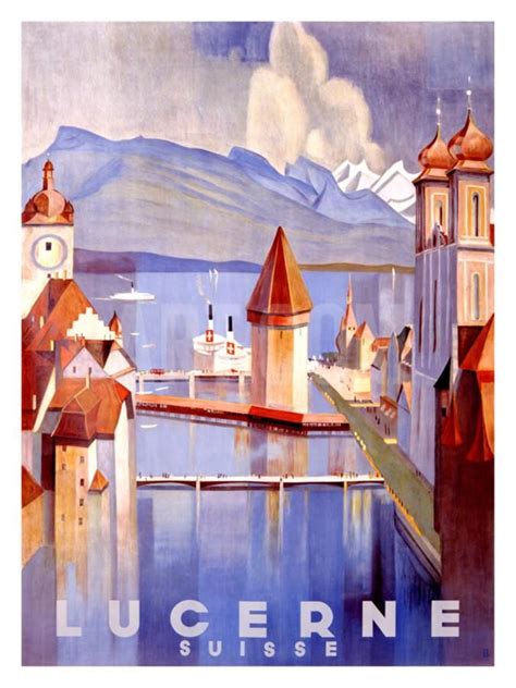 Lucerne Giclee Print by Otto Baumberger at Art.com | Vintage advertising posters, Vintage poster ...