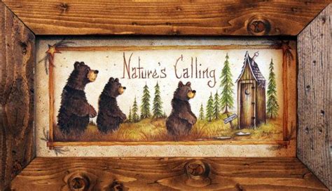 Nature's Calling, Bathroom Decor, Country Bathroom Decor, Black Bear ...