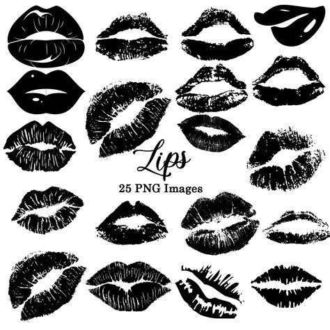 Black and White Kisses Lips Clipart 7 Custom Invitations - Etsy | Lip tattoos, Kiss tattoos, Lip ...