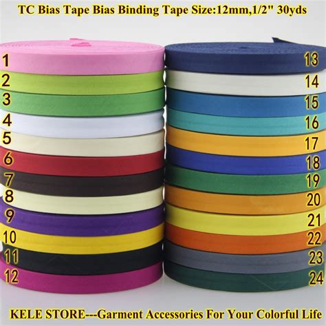 Aliexpress.com : Buy Free shipping TC Bias Binding Tape,bias tape,size:12mm, width:1/2 inch ...