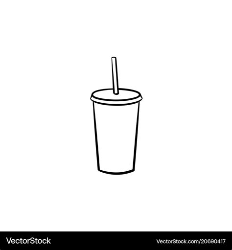 Plastic cup of soda pop hand drawn sketch icon Vector Image