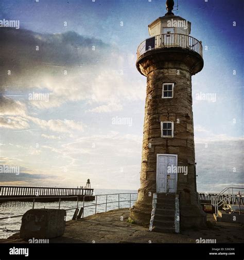 Whitby lighthouse in Yorkshire Stock Photo - Alamy