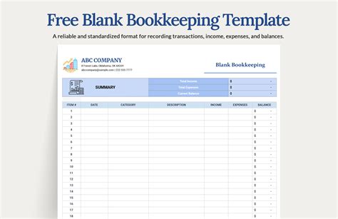 Free Blank Bookkeeping Template - Google Sheets, Excel | Template.net