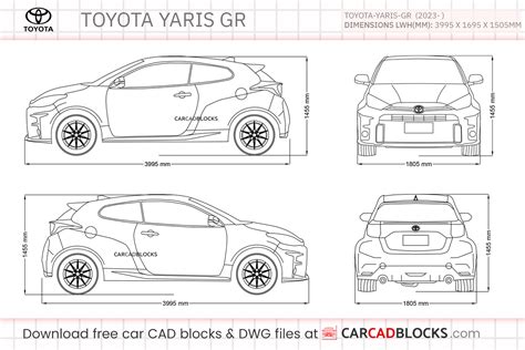 Toyota Yaris GR 2023 Free CAD Blocks, DWG File - CarCadBlocks