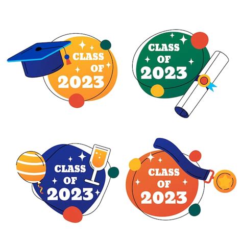 Free Vector | Flat badges collection for class of 2023 graduation