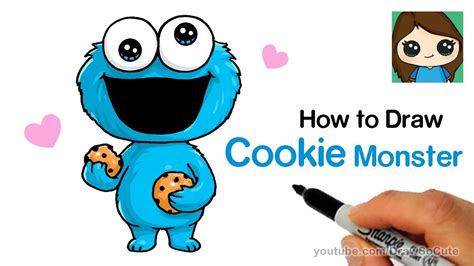 How to Draw Cookie Monster Easy and Cute - YouTube