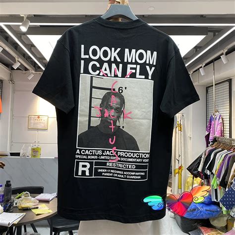 LOOK MOM I CAN FLY Cactus Jack Travis Scott T-shirt OUT0915