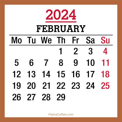 Printable Monthly 2024 Calendar February 22 - 2024 Calendar With Holidays