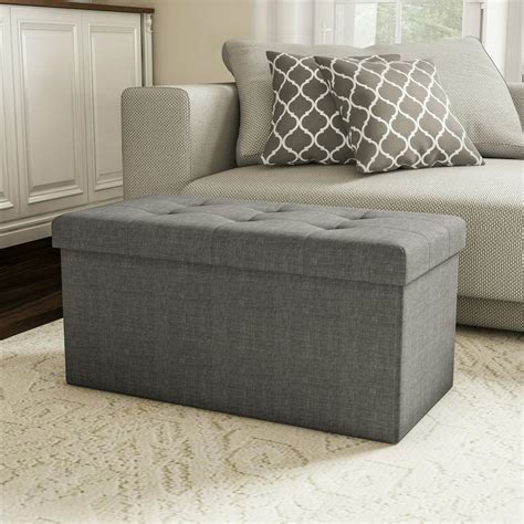 Storage Bench Ottoman – Large Folding Tufted Foot Rest Organizer with ...