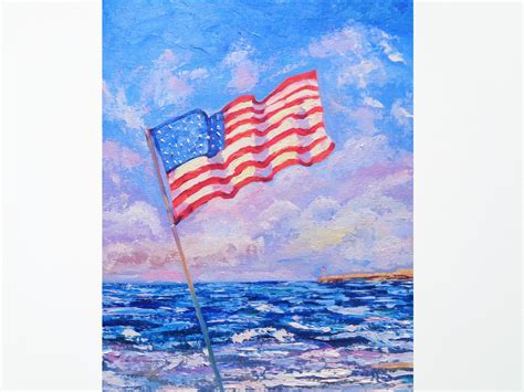 USA Flagge Malerei Original Kunst Seascape Ölgemälde auf | Etsy