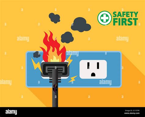 Power plug is full,Short circuit,House fire, Safety first,Vector design Stock Vector Image & Art ...