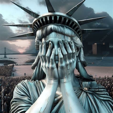 AI-generated illustration of the Statue of Liberty crying Stock Illustration | Adobe Stock