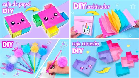 4 DIY para la ESCUELA / MANUALIDADES con PAPEL FACILES y mas - YouTube