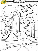 Castle With Dragon Coloring Page Pages sketch template
