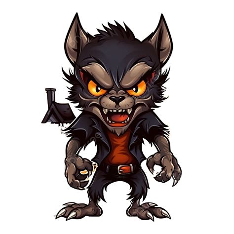 Halloween Werewolf Cartoon In Front Of Houses Design, Scary Theme ...