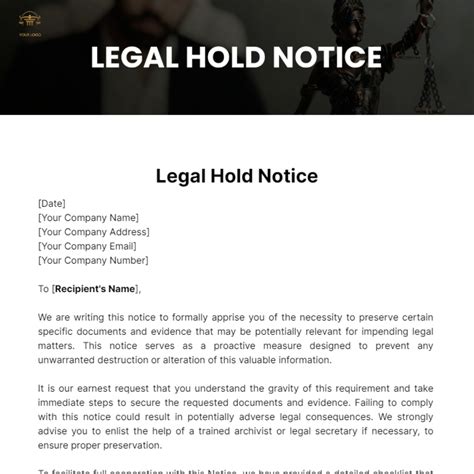 Free Legal Hold Notice Template - Edit Online & Download | Template.net