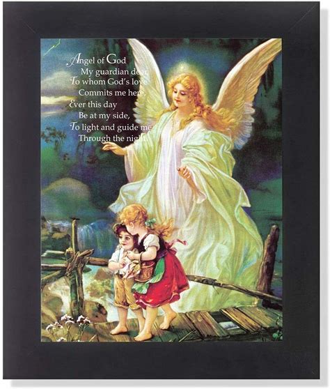 Guardian Angel of God Poem Children Bridge Religious Picture Black ...