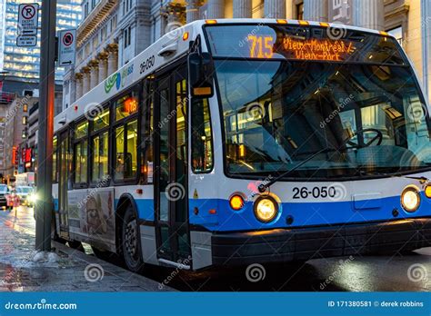 Montreal Quebec Canada February 3 2020: STM Transit Bus Parked at Side of Road Editorial Photo ...