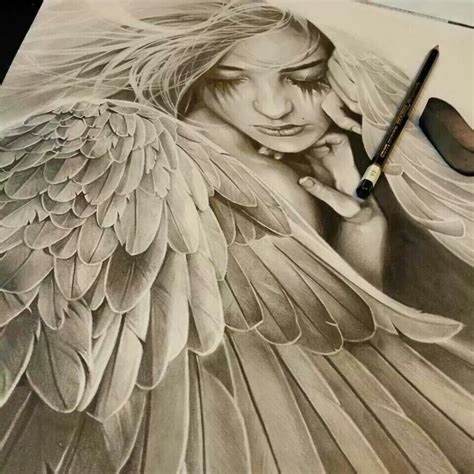 Beautiful Angel Drawing - perbunda