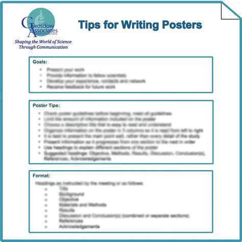 Tips for Writing Posters - Gwosdow Associates Science Consultants