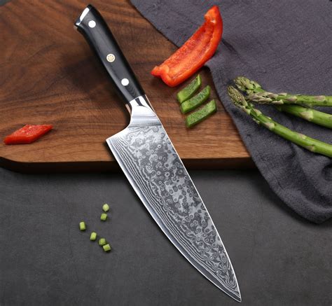 TURWHO 8'' Chef Knife Gyuto Japanese Damascus Stainless Steel Kitchen ...