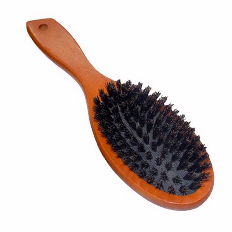 Natural Boar Bristle Brush with Wooden Handle – Stimulating and Massaging Hair Brush for ...