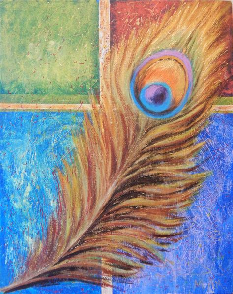 Peacock Feather Painting Original Art Canvas Art 20 by | Etsy