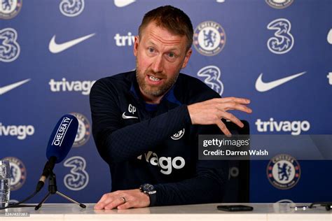 Graham Potter of Chelsea during a press conference at Chelsea... News ...