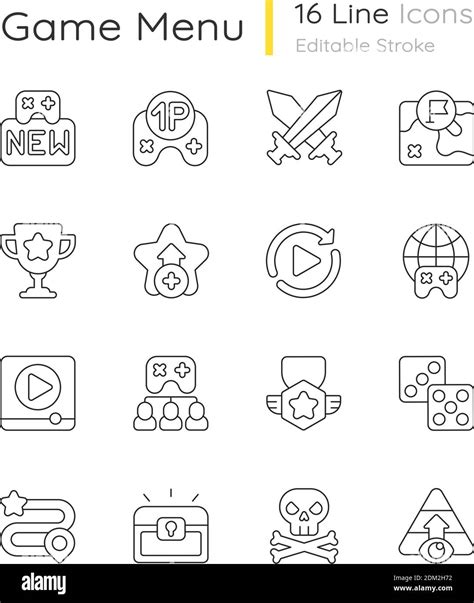 Game menu linear icons set Stock Vector Image & Art - Alamy