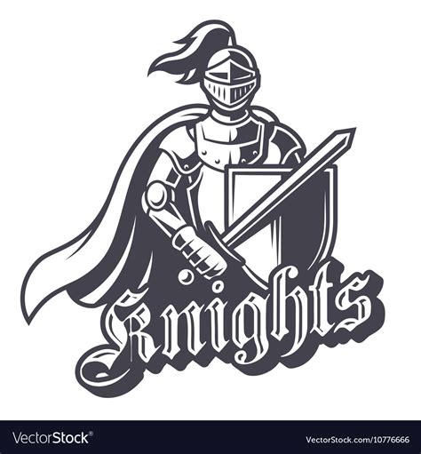 Monochrome knight sport logo Royalty Free Vector Image