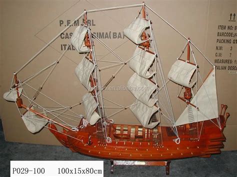 Wooden Pirate Ship Model,Red 100x15x80cm,Home Decorative Gunboat Model ...