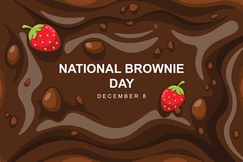 National Brownie Day background. Design with strawberry brownie ...