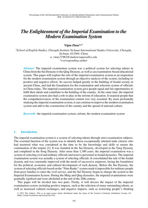 (PDF) The Enlightenment of the Imperial Examination to the Modern ...