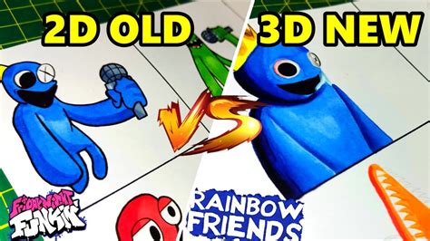 DIBUJO FRIDAY NIGHT FUNKIN OLD vs NEW Rainbow Friends de ROBLOX Paranoid meme Rainbow friend ...