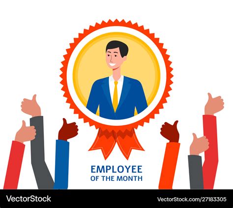 Employee month badge with cartoon Royalty Free Vector Image