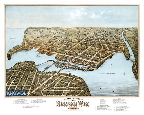 Beautifully restored map of Neenah, WI from 1879 - KNOWOL