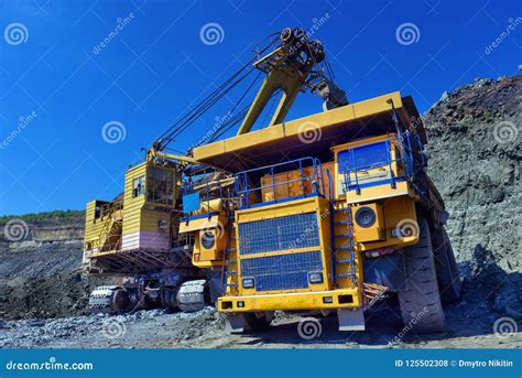 Large Quarry Dump Truck. Loading the Rock in the Dumper Stock Photo - Image of coal, equipment ...