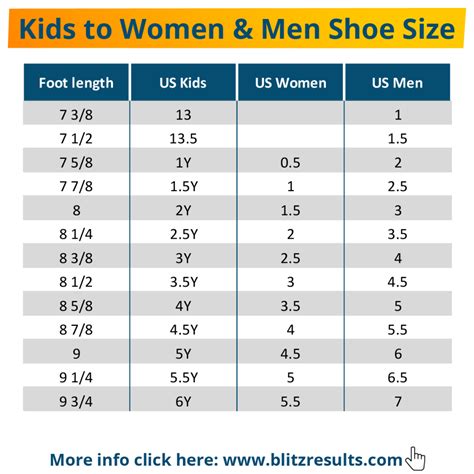 Boys' to Men's Shoe Size Conversion Charts, Measuring Guide