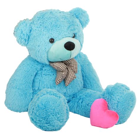 Download Blue Teddy Bear with pink Heart PNG Image for Free