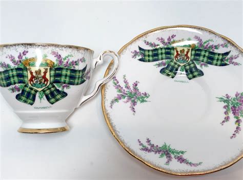 Clan Campbell Tartan Cup, Scottish Tea Cup and Saucer, Scotland Tea Cups, Campbell Scottish Clan ...