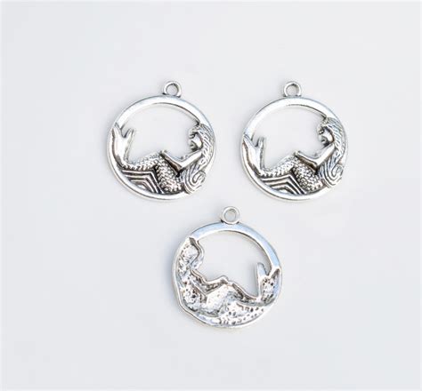 BULK 20 Mermaid Silver Tone Charms SC2451 - Etsy